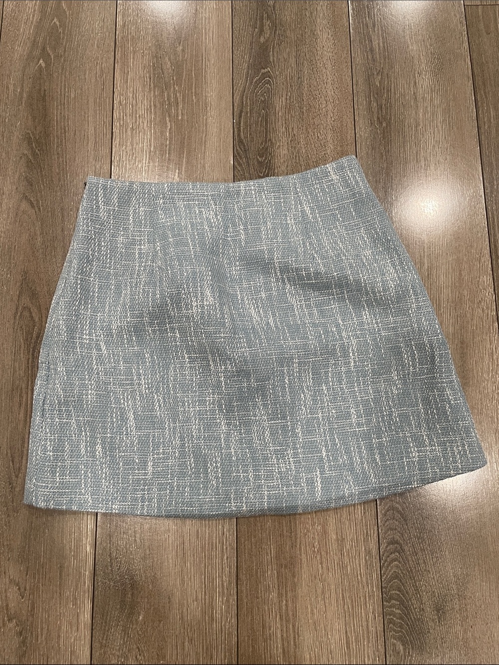 Cider Light Blue Mini Skirt with White Threaded Texture